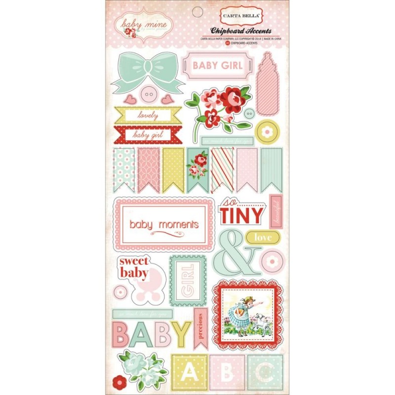 Baby Mine Girl Chipboard Accents 6″X13″ – Ink About It on the go!