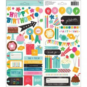 Birthday Wishes Cardstock Stickers 6″X12″ 2/Sheets