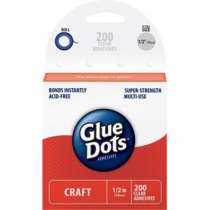 Glue Dots .5″ Craft Dot Roll – 200 Clear Dots
