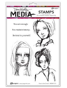 Dina Wakley Media Cling Stamps 6 Inch X 9 Inch-Face In The Crowd