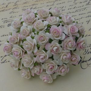 Wild Orchid Crafts 2-Tone Ivory/Pale Pink Mulberry Paper Open Roses