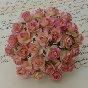 Wild Orchid Crafts 2-Tone Champagne Pink Mulberry Paper Open Roses