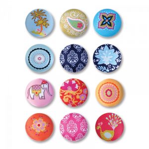 Sizzix Embellishments – Moroccan Fabric Buttons, 12 Pack